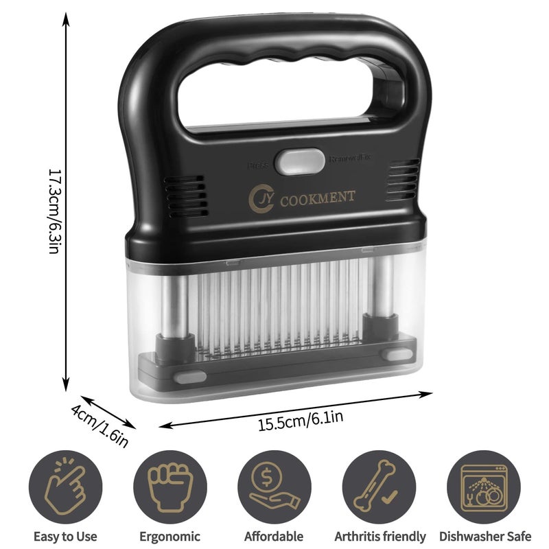 JY COOKMENT Meat Tenderizer Tool with 48 Stainless Steel Ultra Sharp Needle Blades  Detachable Kitchen Cooking Tool Best For Tenderizing  BBQ  Marinade - Image 2